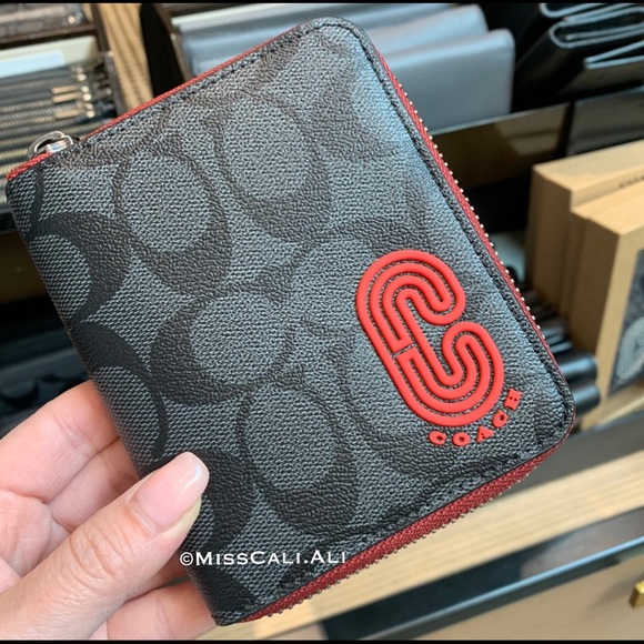 NWT COACH Medium Zip Around Wallet w/ Patch - Red - Picture 9 of 15